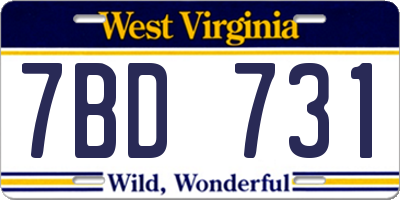 WV license plate 7BD731