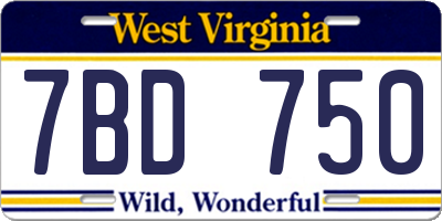 WV license plate 7BD750