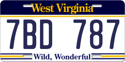WV license plate 7BD787