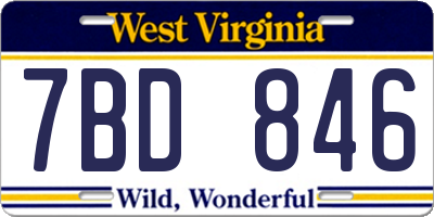 WV license plate 7BD846