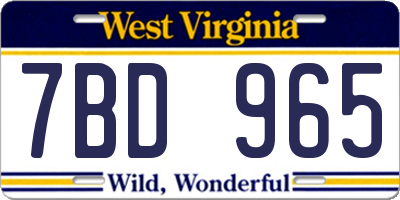 WV license plate 7BD965