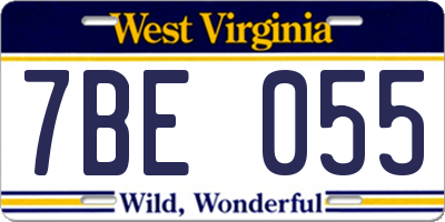 WV license plate 7BE055