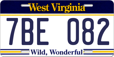 WV license plate 7BE082