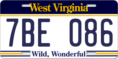 WV license plate 7BE086