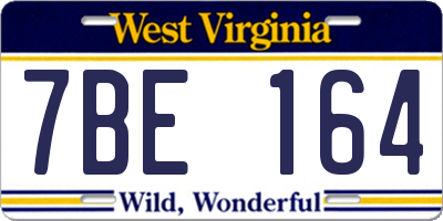 WV license plate 7BE164