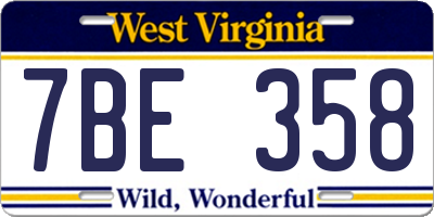 WV license plate 7BE358