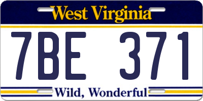 WV license plate 7BE371
