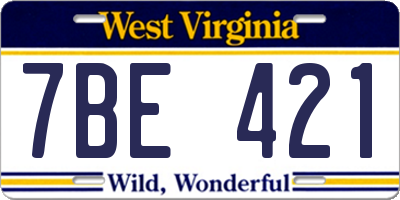 WV license plate 7BE421