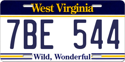 WV license plate 7BE544