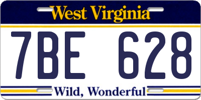 WV license plate 7BE628