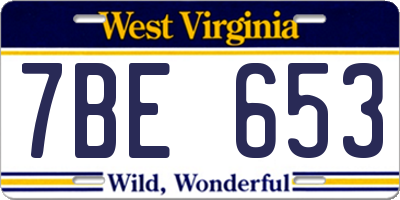 WV license plate 7BE653