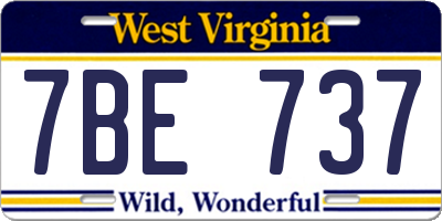 WV license plate 7BE737