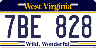 WV license plate 7BE828