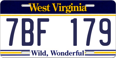 WV license plate 7BF179
