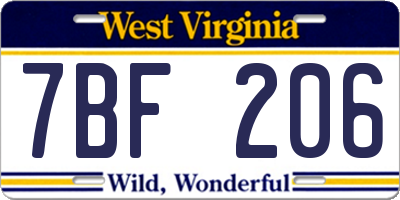 WV license plate 7BF206