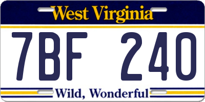 WV license plate 7BF240