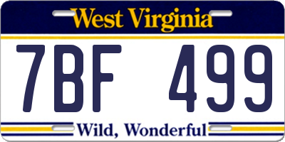 WV license plate 7BF499