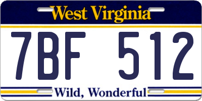 WV license plate 7BF512