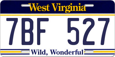 WV license plate 7BF527