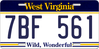WV license plate 7BF561