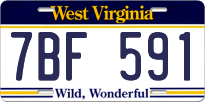 WV license plate 7BF591