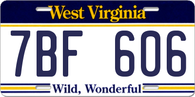 WV license plate 7BF606