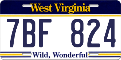 WV license plate 7BF824