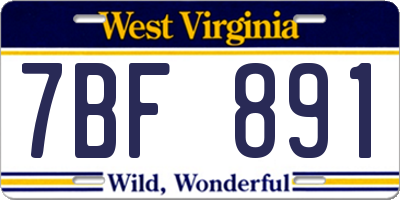 WV license plate 7BF891