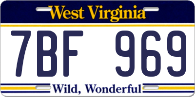 WV license plate 7BF969