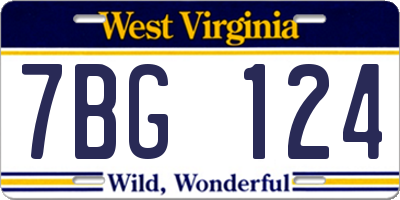 WV license plate 7BG124
