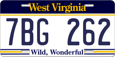 WV license plate 7BG262