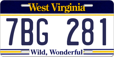 WV license plate 7BG281