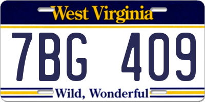 WV license plate 7BG409