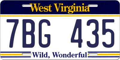 WV license plate 7BG435