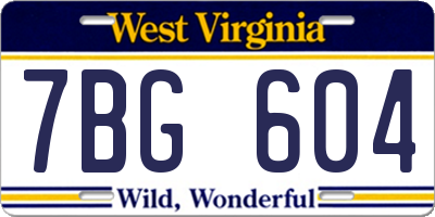 WV license plate 7BG604