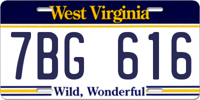 WV license plate 7BG616