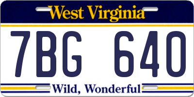 WV license plate 7BG640