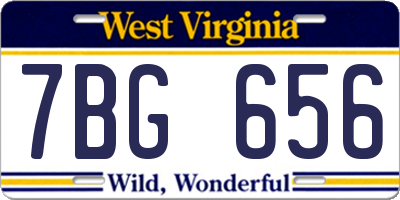 WV license plate 7BG656