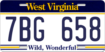 WV license plate 7BG658