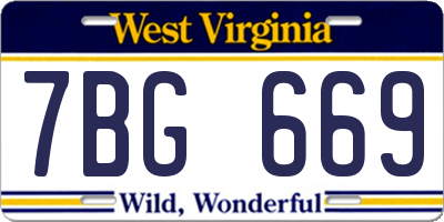 WV license plate 7BG669