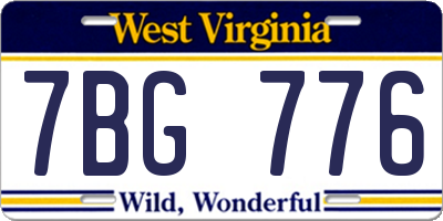 WV license plate 7BG776