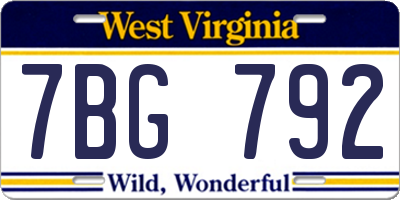 WV license plate 7BG792