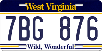 WV license plate 7BG876