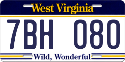 WV license plate 7BH080