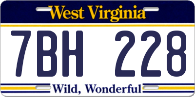 WV license plate 7BH228