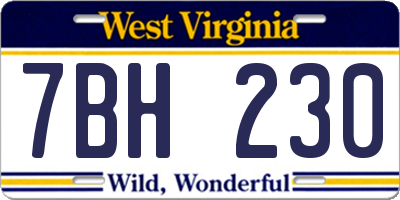 WV license plate 7BH230