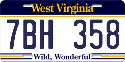 WV license plate 7BH358