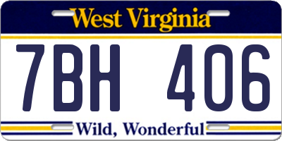 WV license plate 7BH406