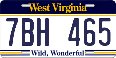 WV license plate 7BH465