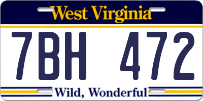 WV license plate 7BH472